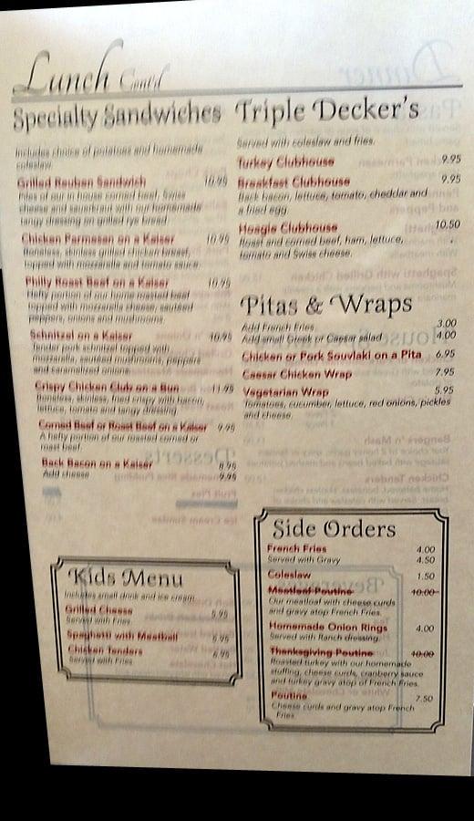 Carta del restaurante Walter's Table, Woodstock