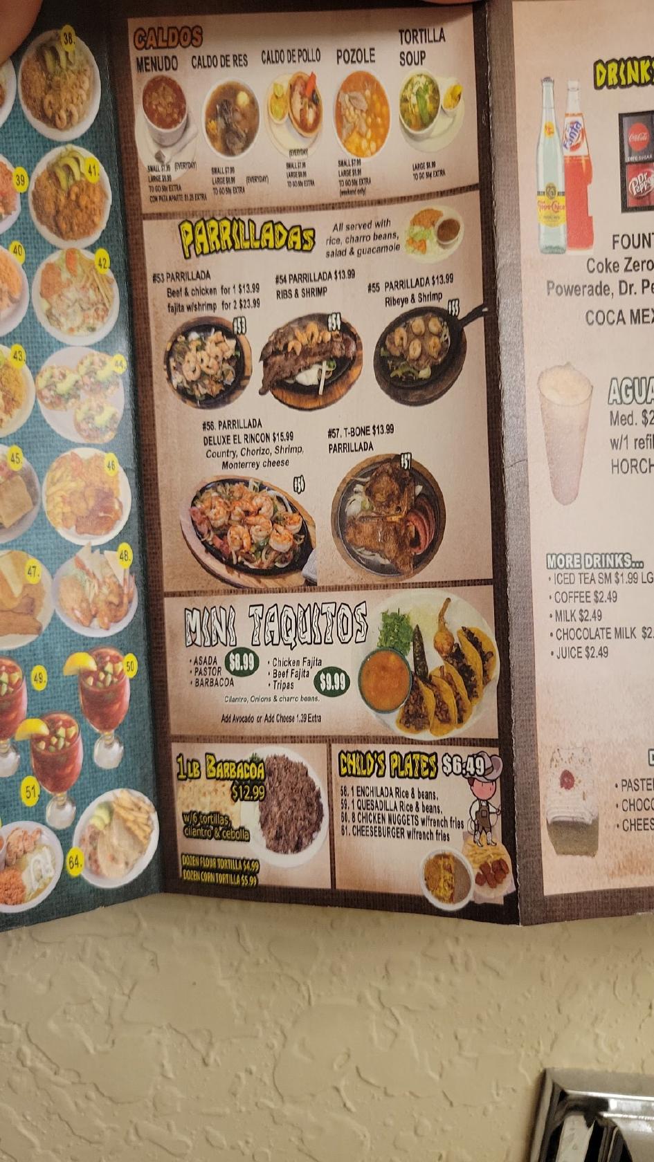 Carta del restaurante El Rincon, Castroville