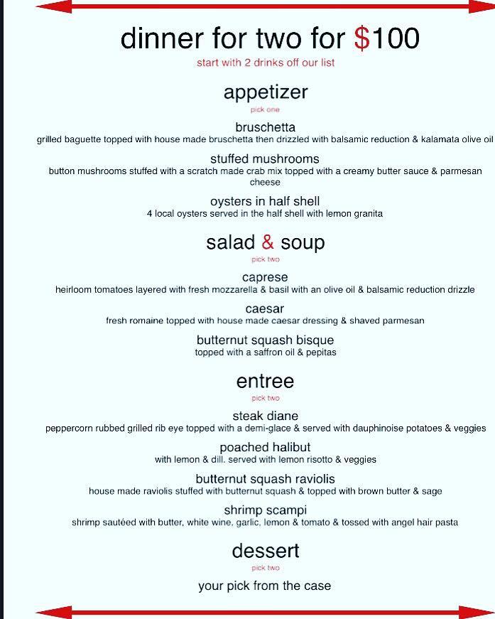 Menu at scratch kitchen restaurant, Port Gamble