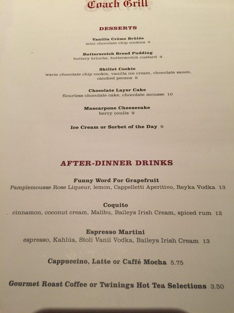 Menu at Coach Grill pub & bar, Wayland