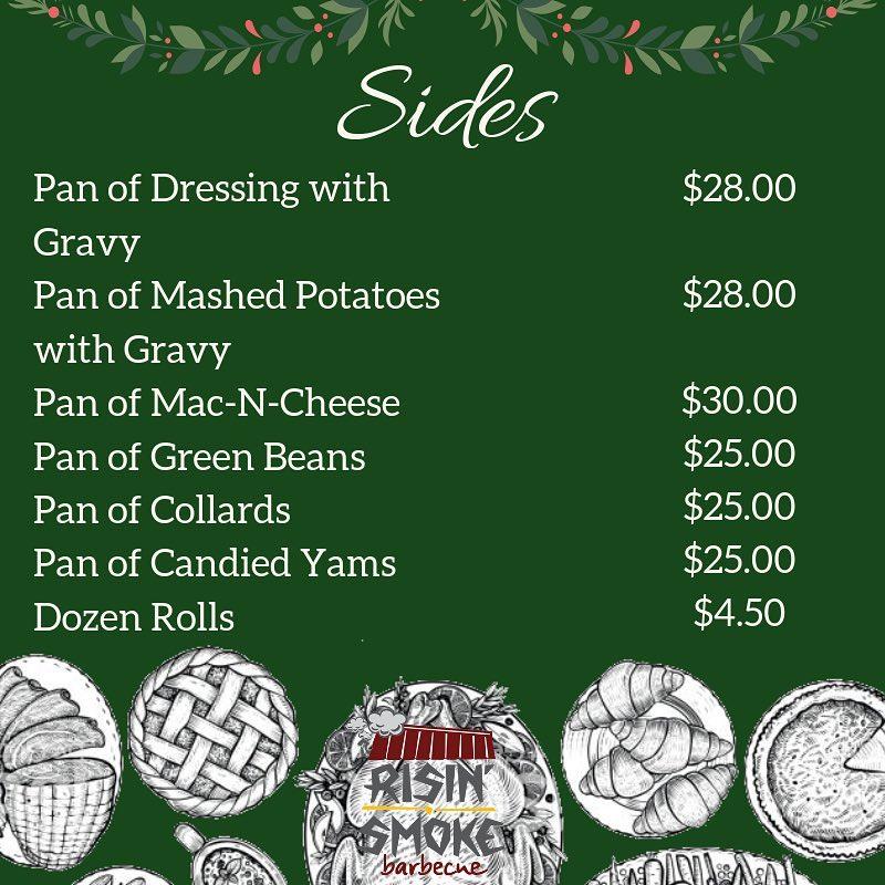 Menu at Risin' Smoke Barbecue, South Hill