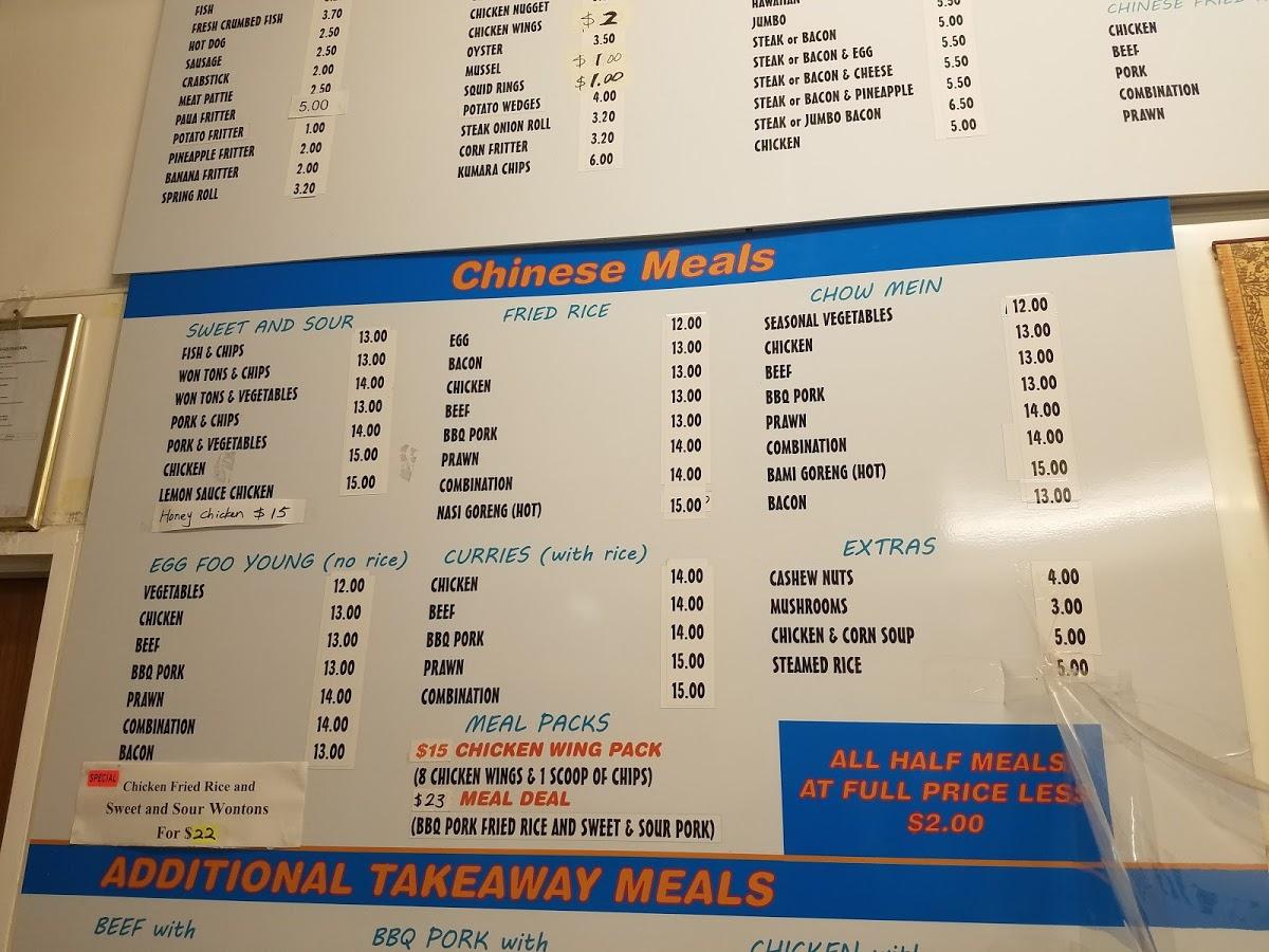 Menu at Rugby St Takeaways restaurant, Palmerston North