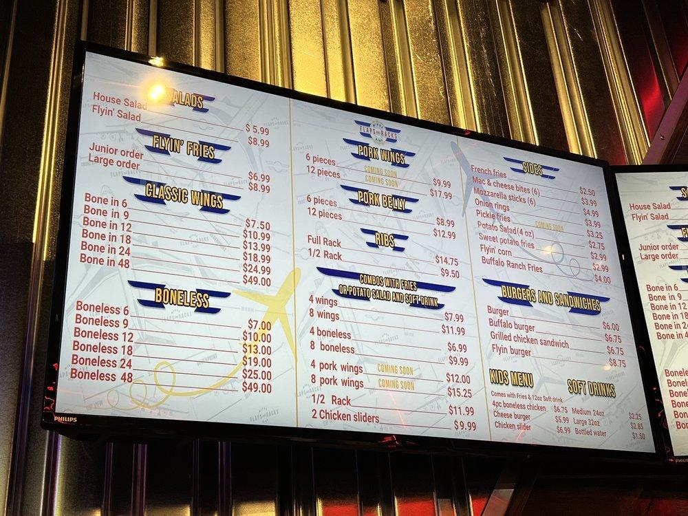 Carta del restaurante Flaps and Racks, Tucson