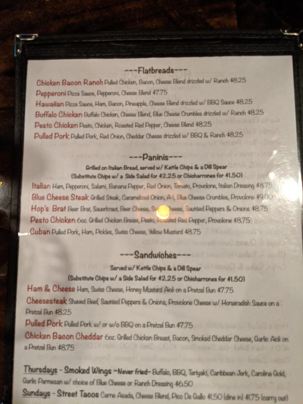 Menu at Hop's Place pub & bar, Antwerp