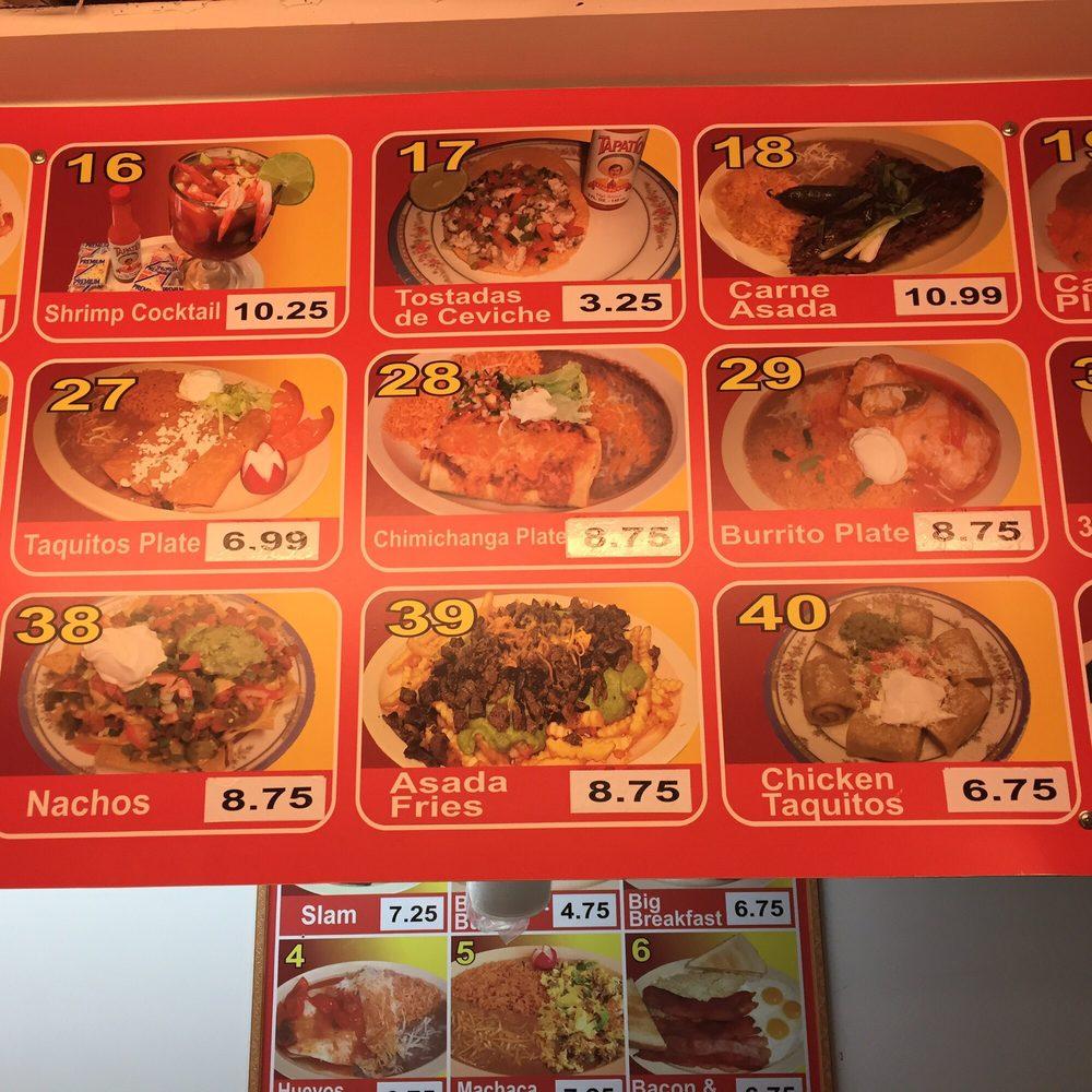 Menu at El Rey Taqueria restaurant, Oklahoma City, 100 S May Ave