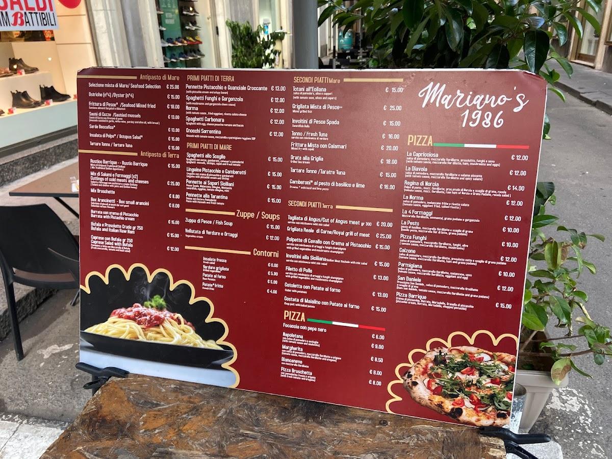 Speisekarte von Mariano’s Ristorante, Catania