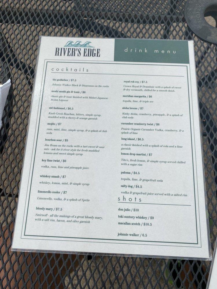 Menu at River's Edge pub & bar, Yankton