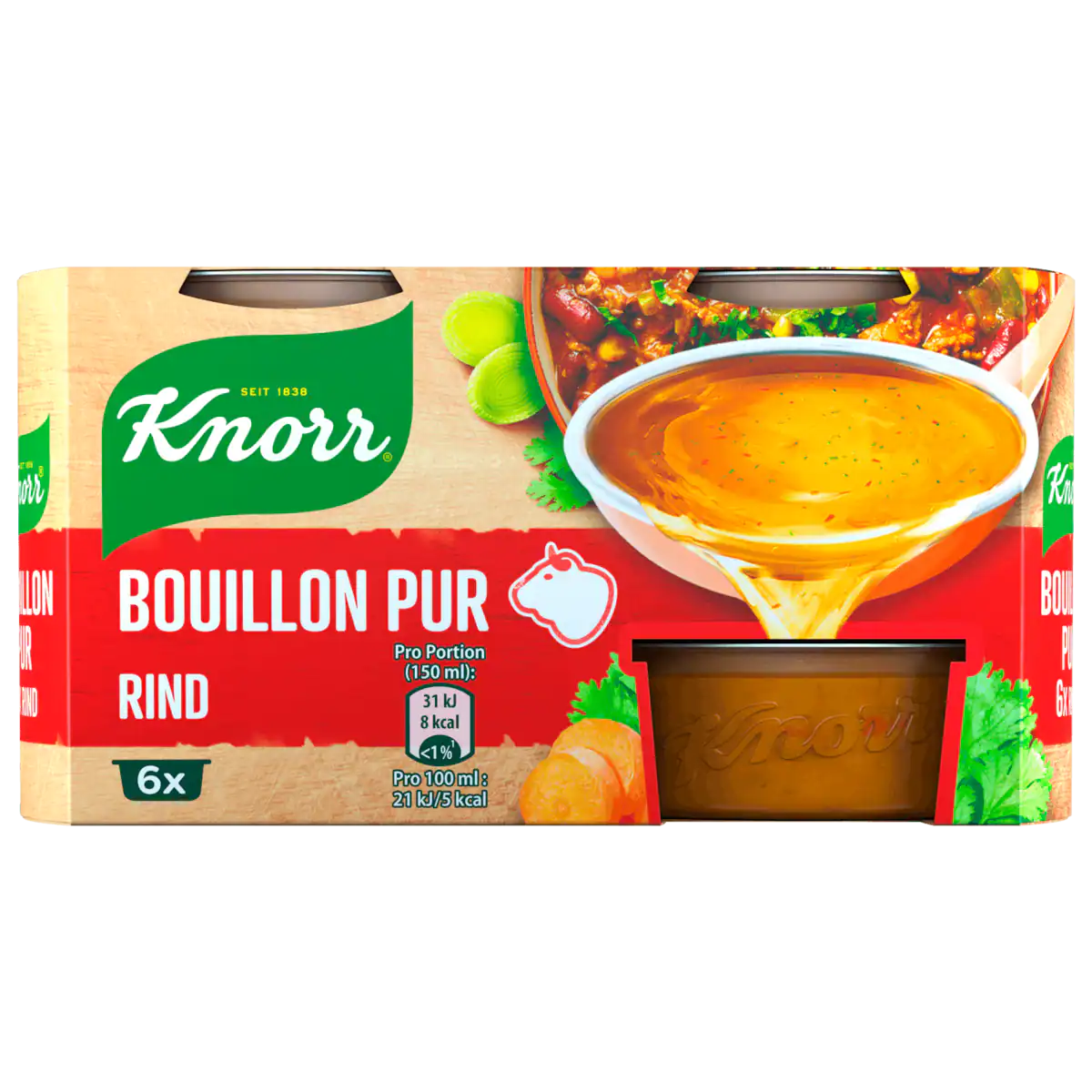 Knorr Bouillon Pur Rind Brühe 6 x 500 ml bei REWE online bestellen!