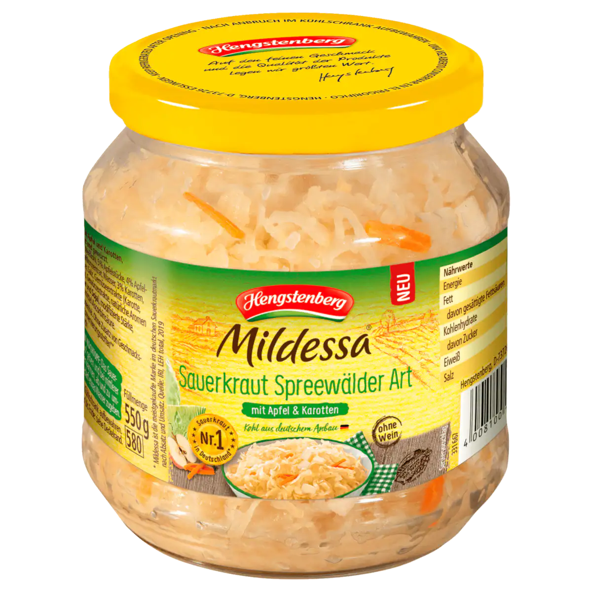 Hengstenberg Mildessa Sauerkraut Spreewälder Art 550g bei REWE online