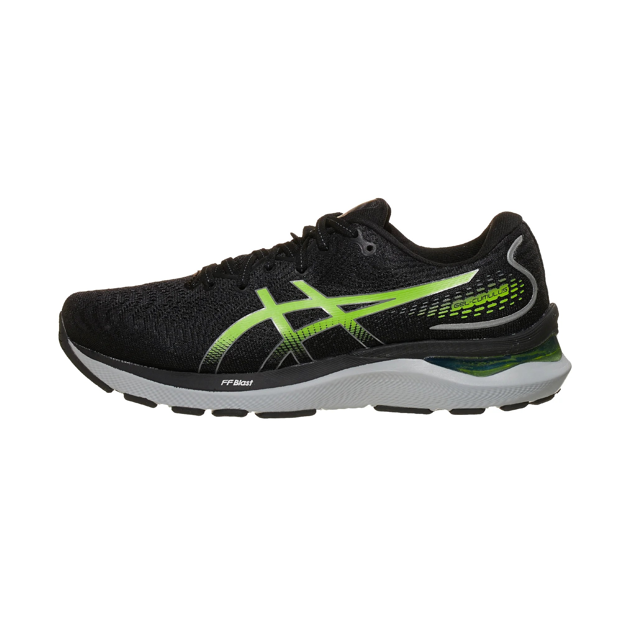 ASICS Gel Cumulus 24 Men's Shoes Black/Hazard Green 360° View Running