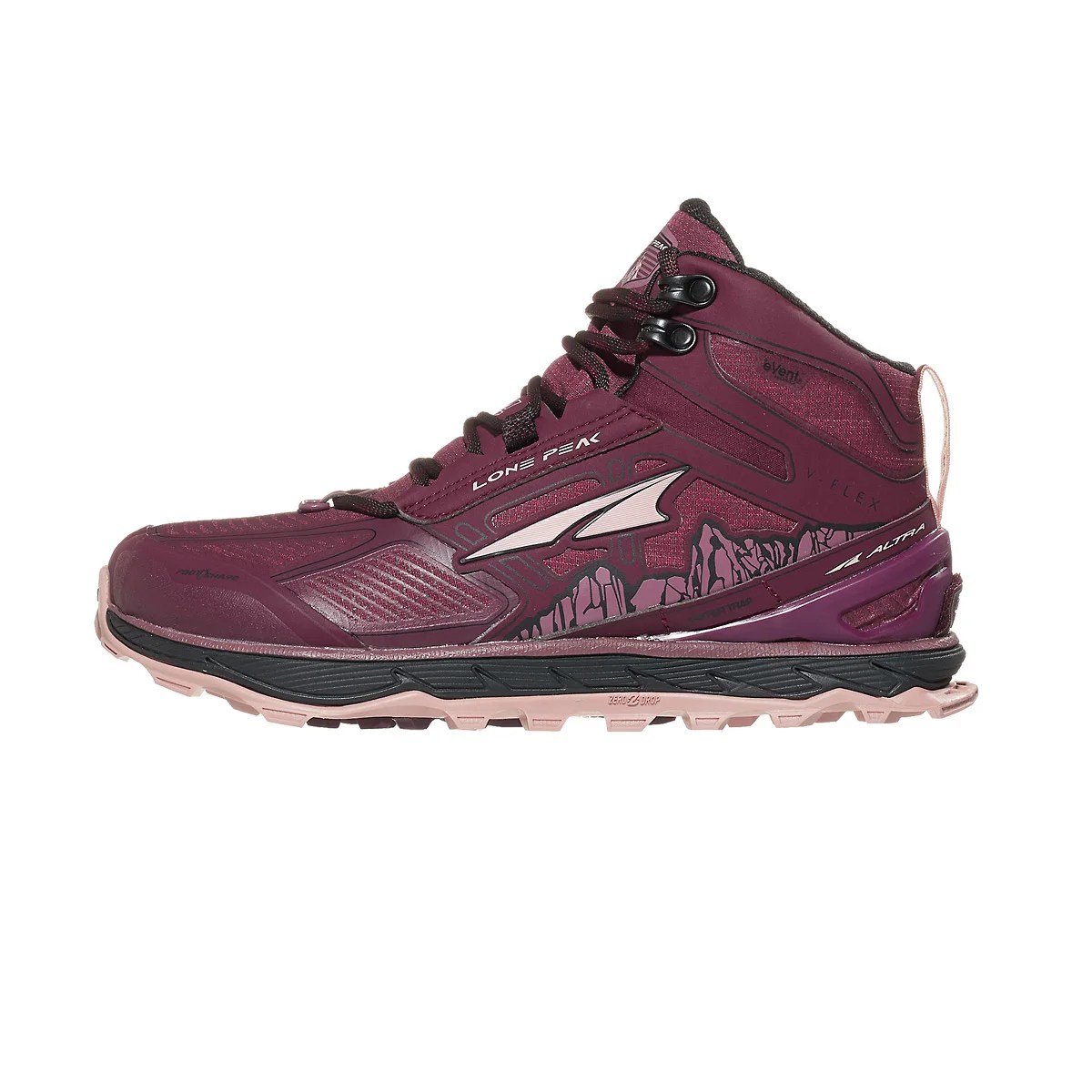 Altra Lone Peak 4.0 Mid RSM Women's Shoes Dark Port 360° View Running Warehouse