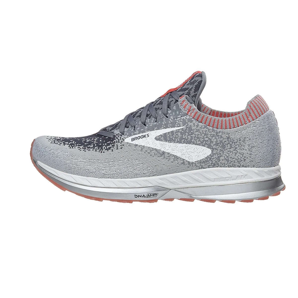 Brooks Bedlam Women's Shoes Grey/Coral/White 360° View Running Warehouse