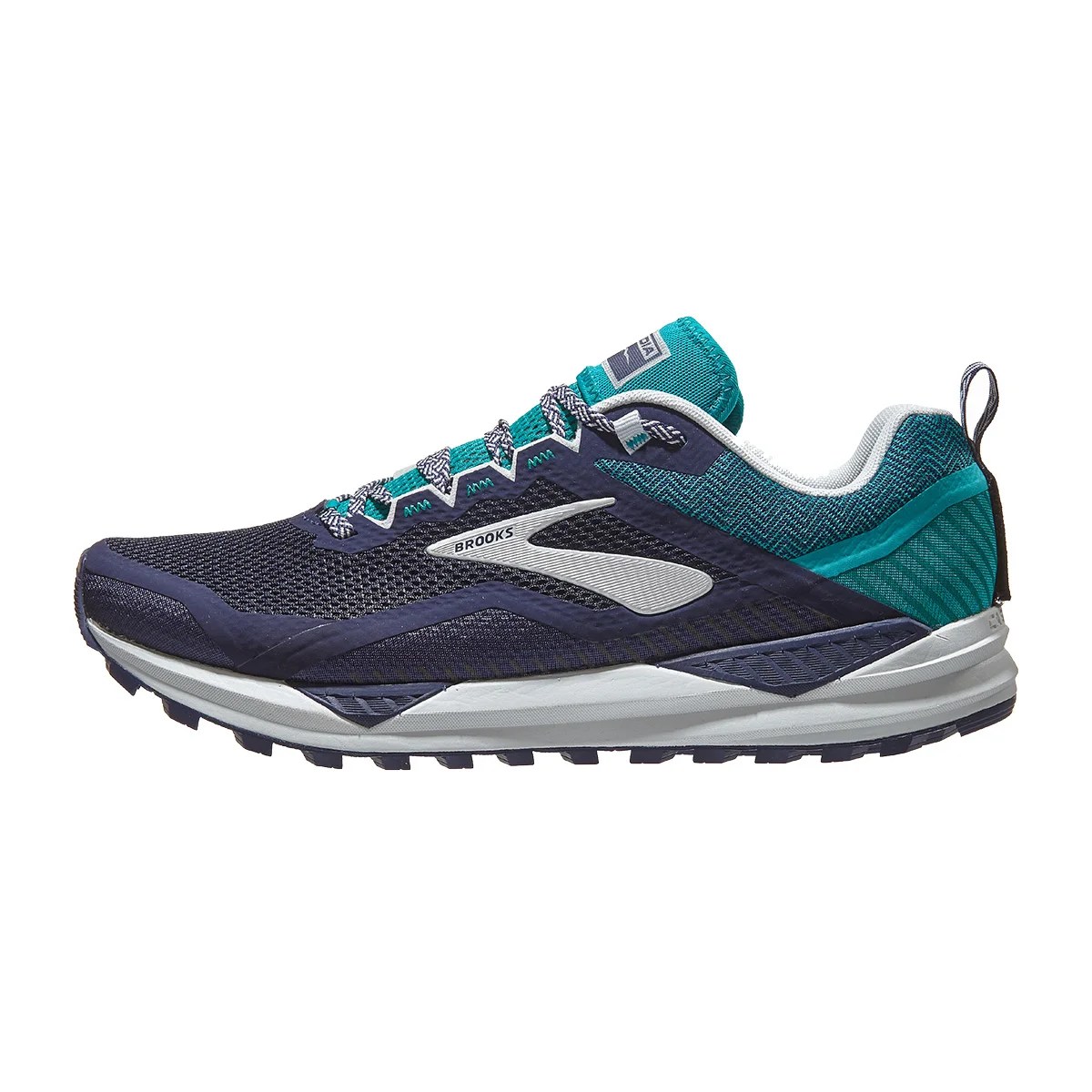 Brooks Cascadia 14 Men's Shoes Navy/Blue Grass/Grey 360° View Running Warehouse