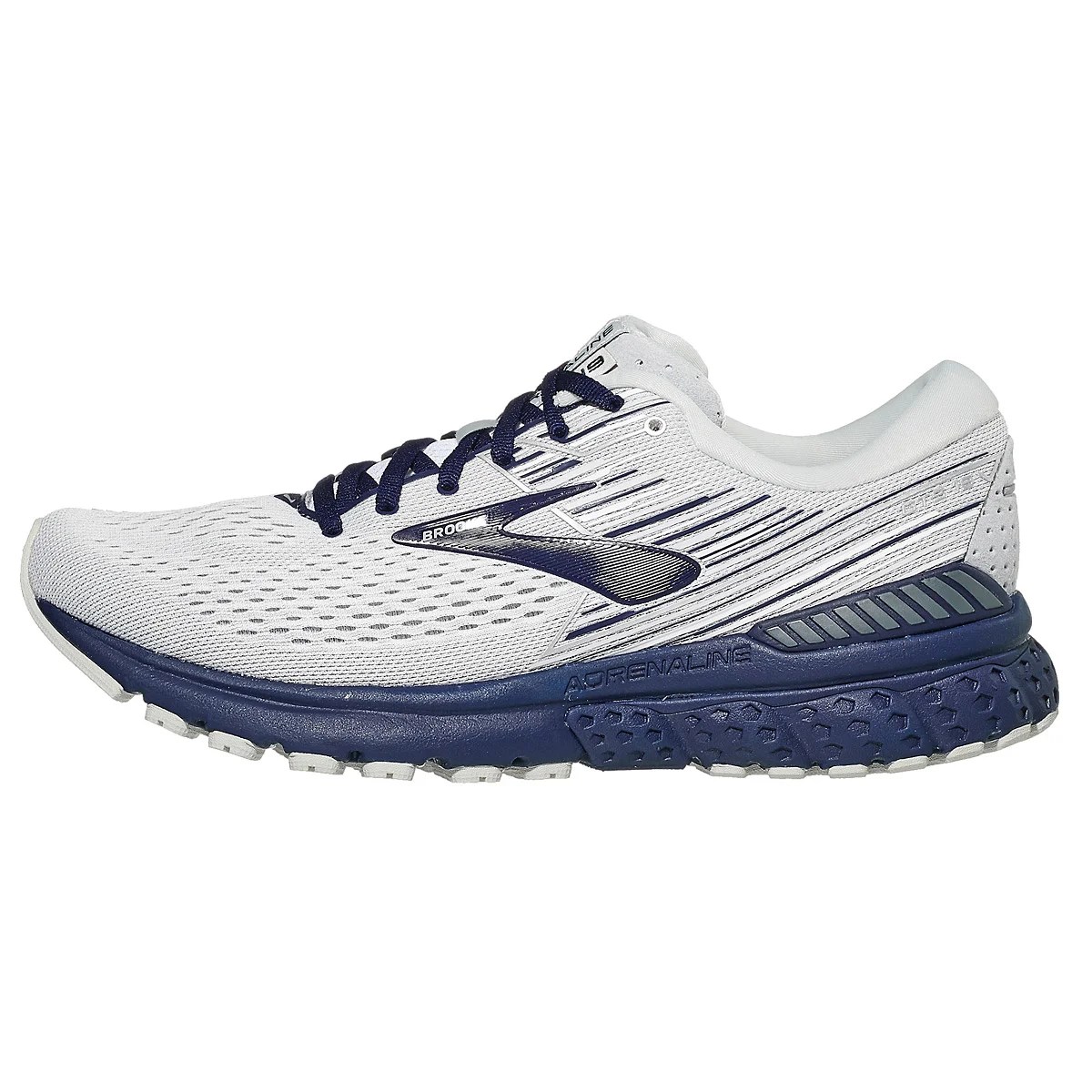 Brooks Adrenaline GTS 19 Men's Shoes White/Grey/Navy 360° View