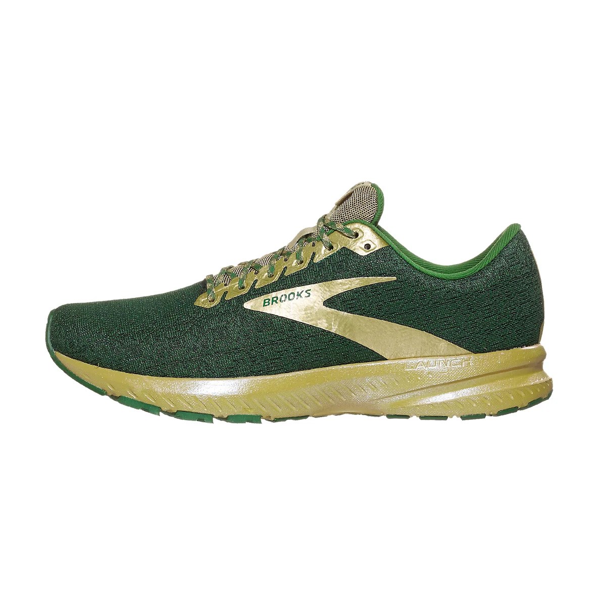 Brooks Launch 7 Men's Shoes St. Patty's Eden/Gold 360° View Running
