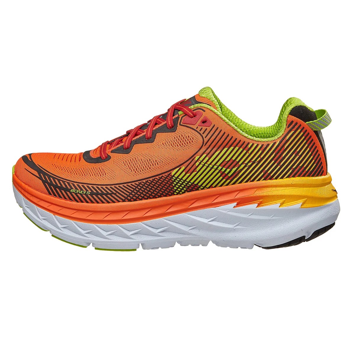 HOKA ONE ONE Bondi 5 Men's Shoes Red Orange/Gold Fus 360° View