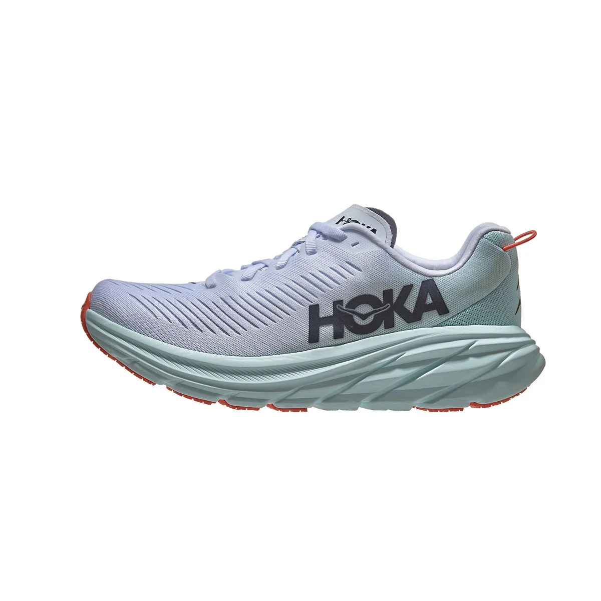 HOKA Rincon 3 Women's Shoes White/Blue Glass 360° View Running Warehouse