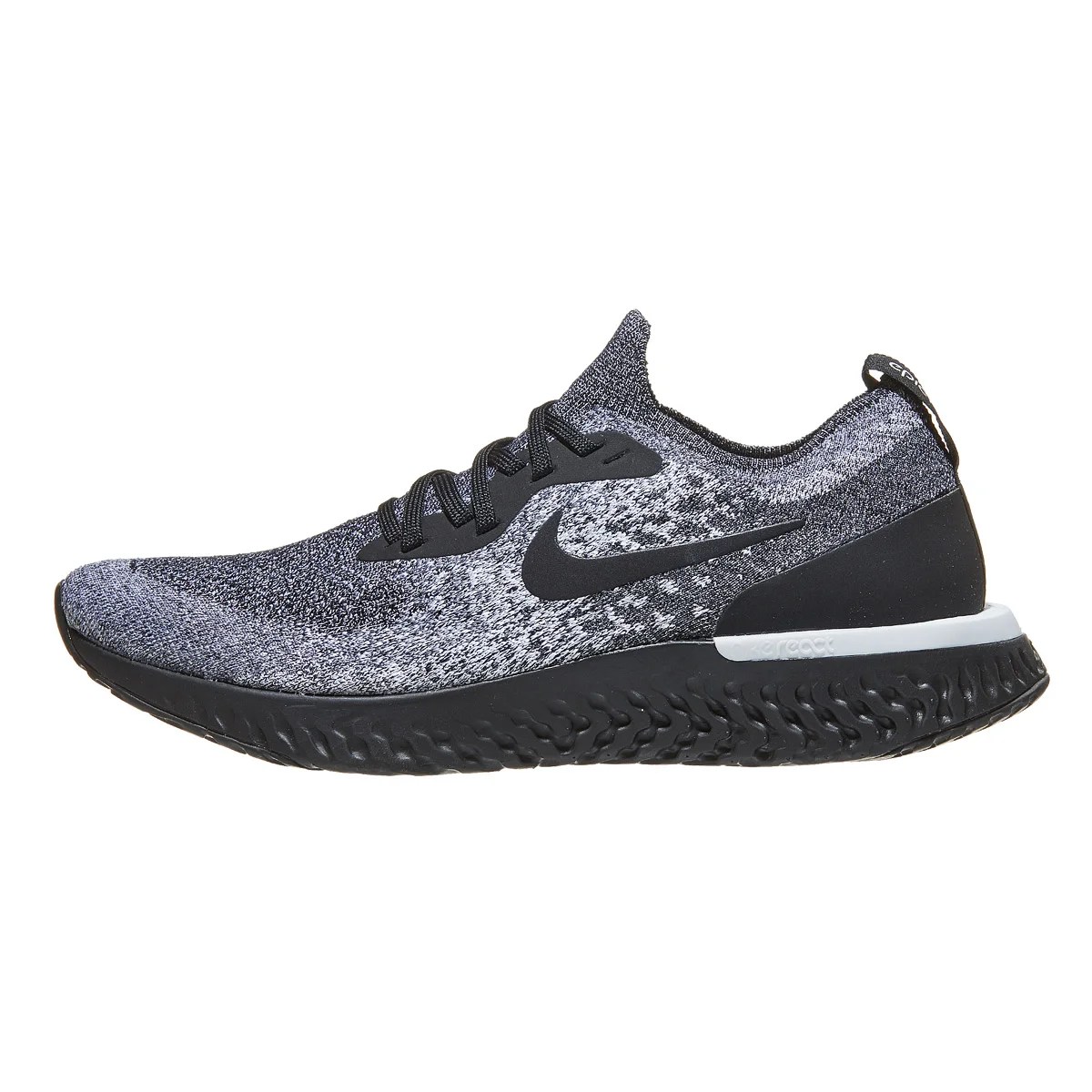 Nike Epic React Flyknit Men's Shoes Black/Black/Whit 360° View Running Warehouse