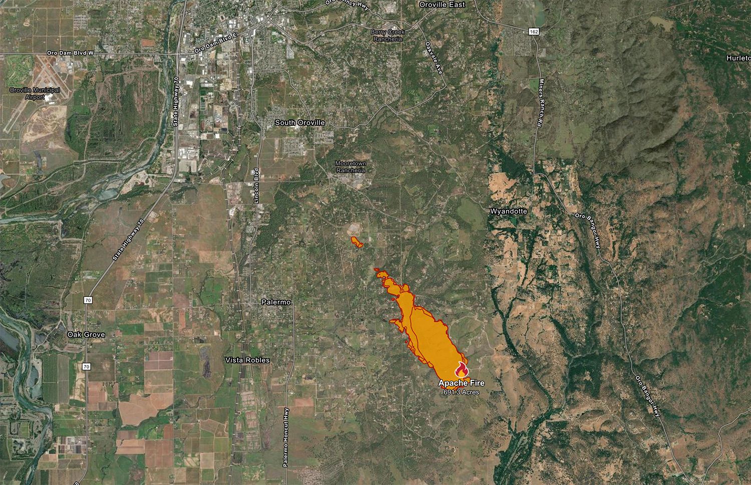 Apache Fire Near Chico Destroys Two Buildings, Triggers Evacuations