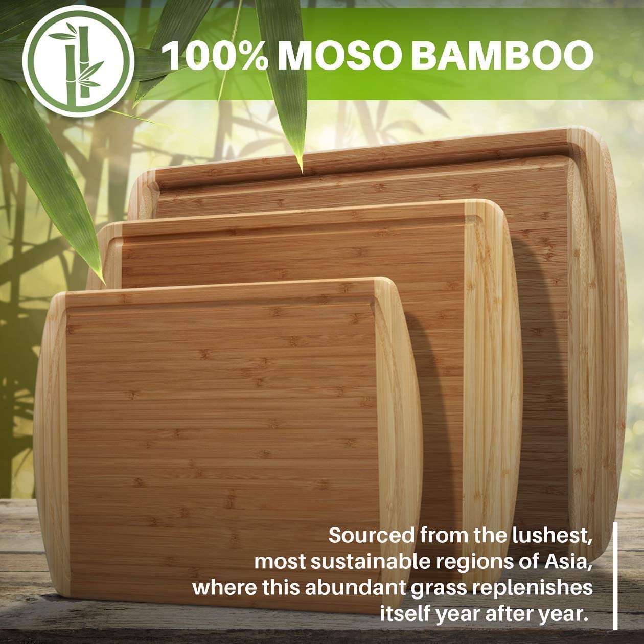 Organic bamboo cutting board set of 3 Infinityremote