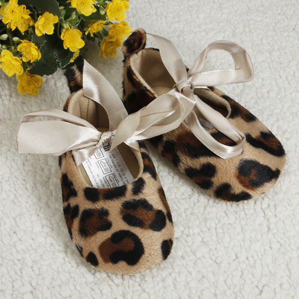 Leopard Girls Baby Toddler Ribbon Infant Antislip Shoes US4.78 sold out