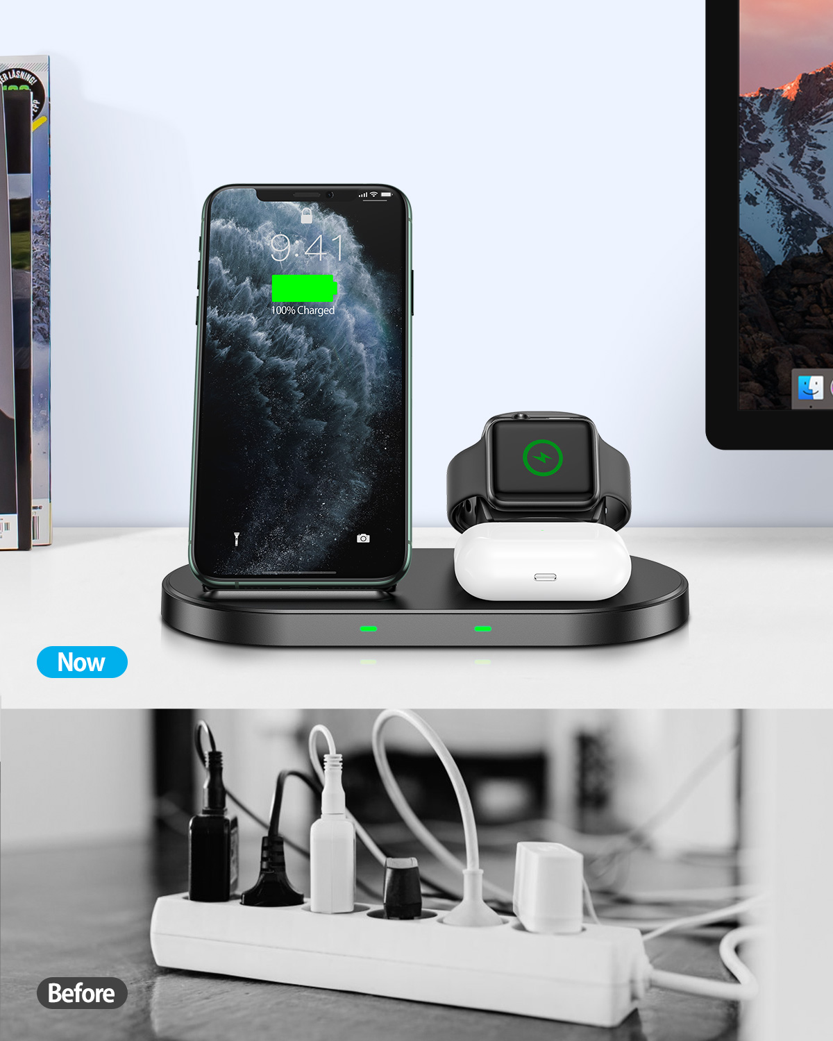 WAITIEE Wireless Charger 3 in 1 Stand for iPhone Apple iWatch Series 6