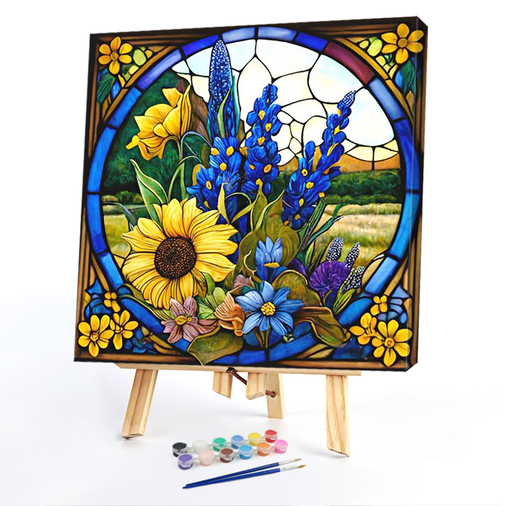 Sunflower Glass PaintingPaint by Numbers Acrylic Painting 40*40cm