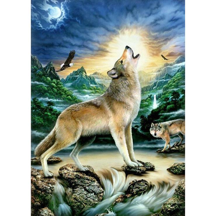 Howling Wolf Full Round Drill Diamond Painting