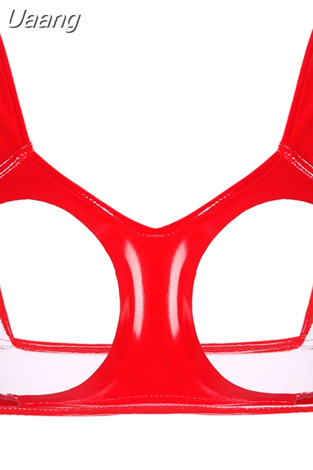 Uaang Women's Lingerie Sexy Open Cup Bra for Sex Wetlook Faux Leather