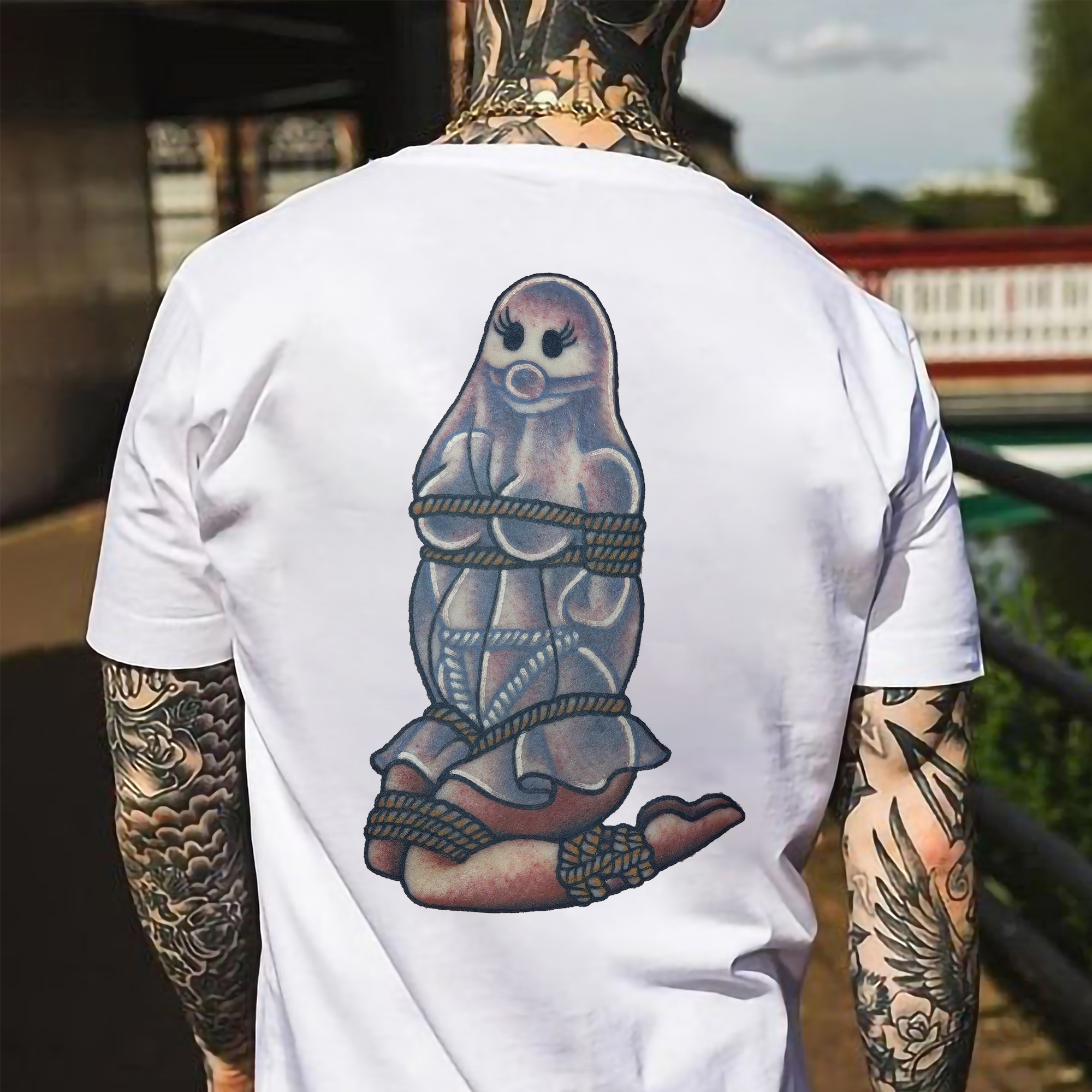 Ghost Naked Lady In Bondage Printed Men's T-shirt