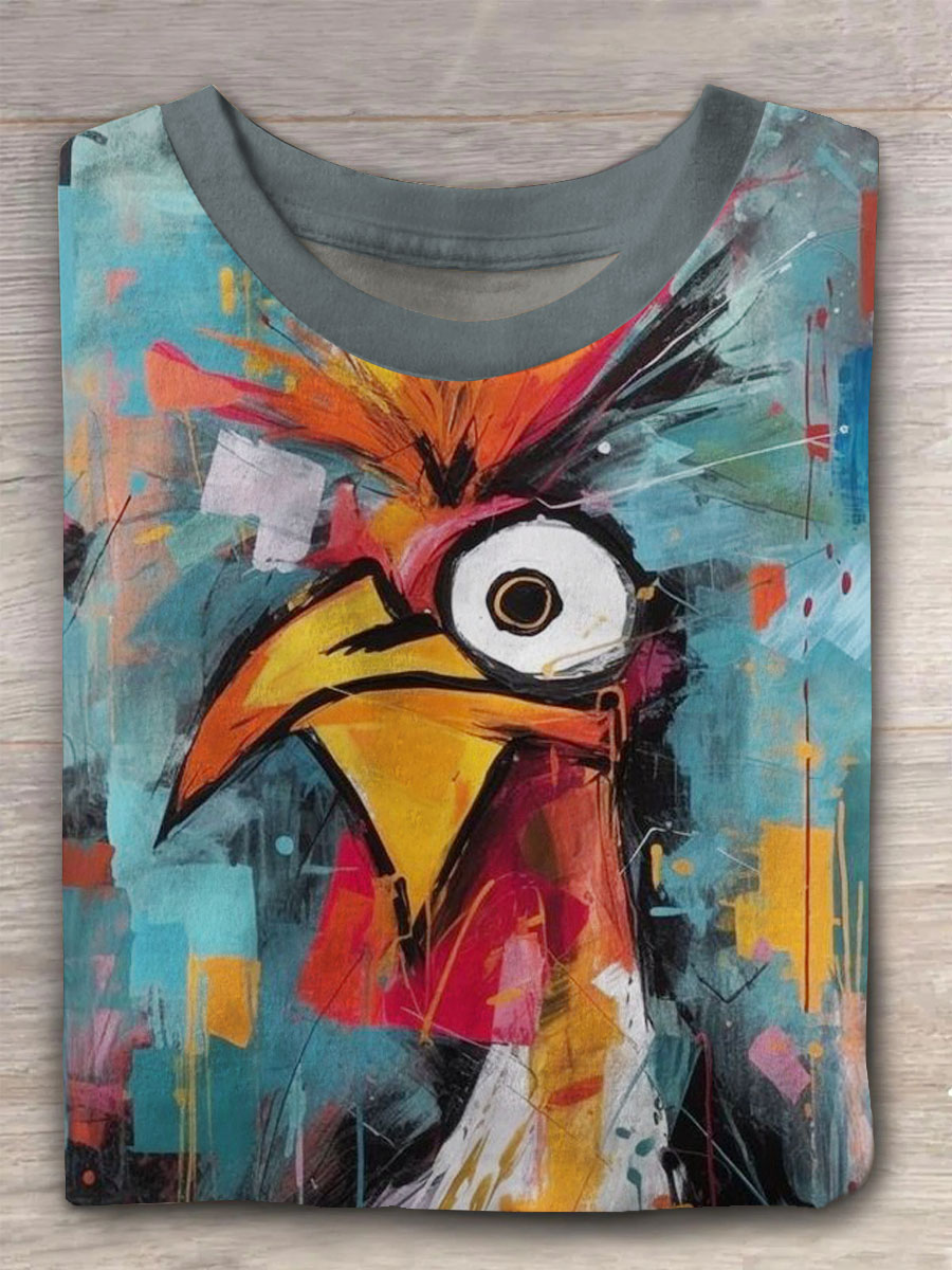 Unisex Funny Chicken Vintage Fashion Loose Short Sleeve TShirt