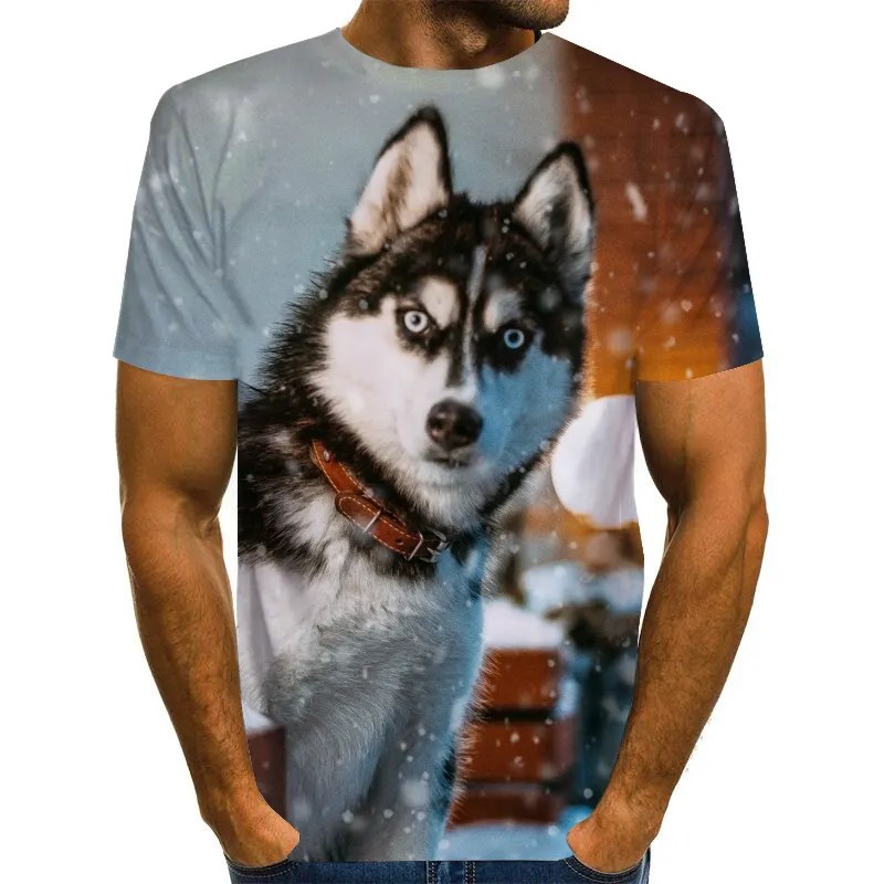 Men S Short Sleeve T Shirt 3d Print Animal Casual Fashion Blue Sia21aml079