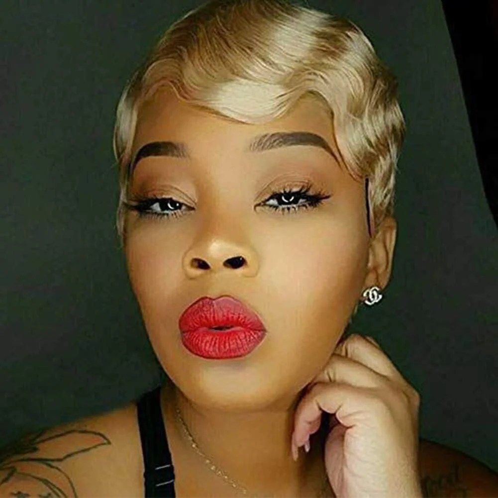 Tasha Finger Wave Pixie Cut Human Hair Wig Summer Real Human Wigs for