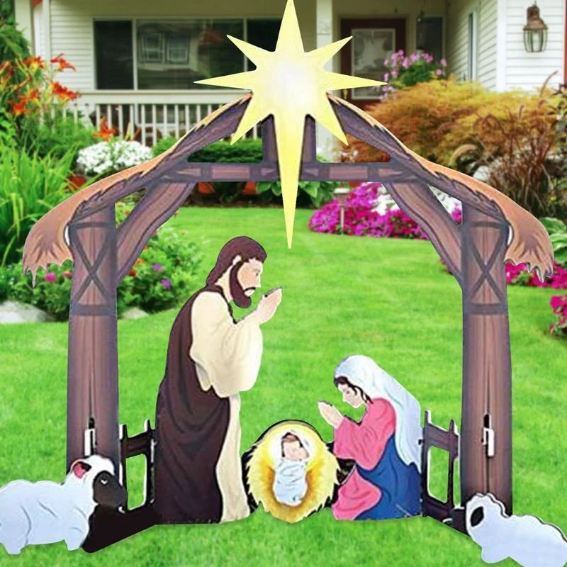 Outdoor Nativity Scene Christmas Decoration Set Holy Family Holiday