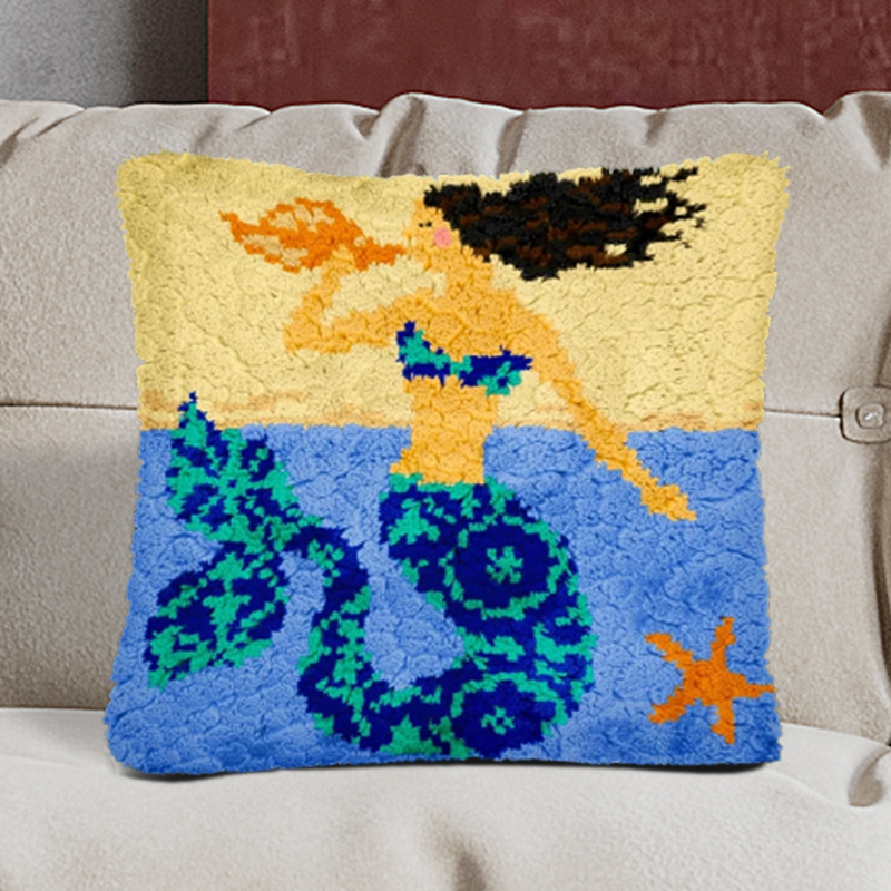 Mermaid Cover Latch Hook Craft Kits