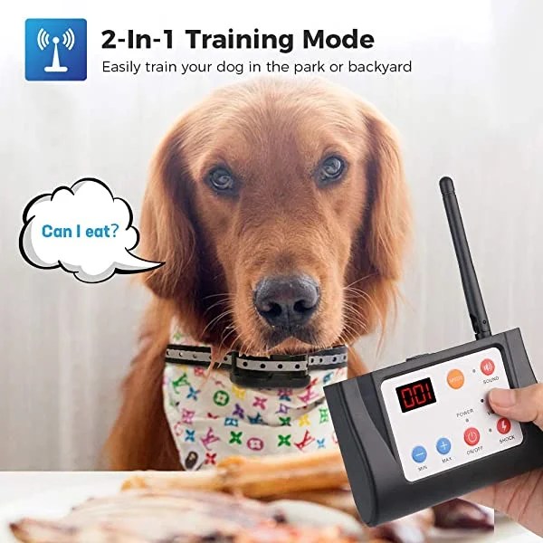 WIEZ Dog Fence Wireless & Training Collar Outdoor 2in1, Electric Wireless Fence w/Remote