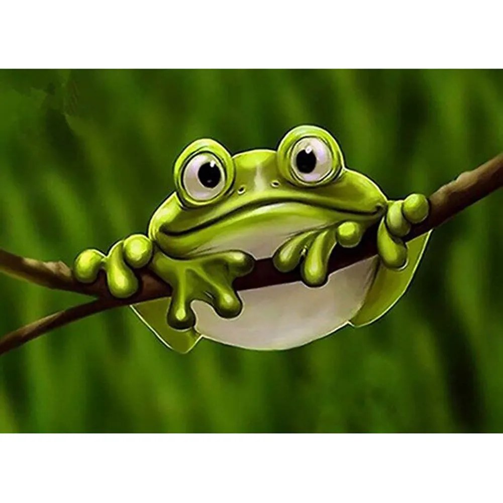 Full Round Drill Kit Poster DIY Frog on Branch Drawing 5D Diamond Painting