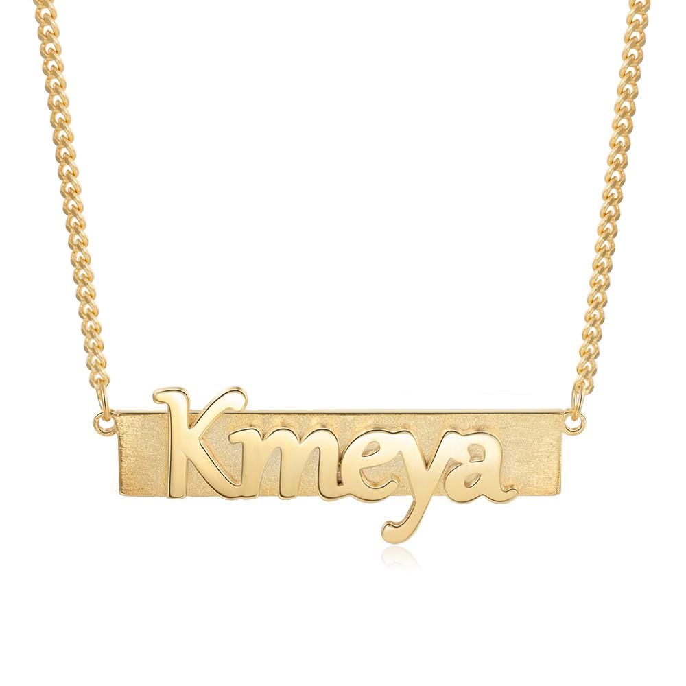 Men Name Necklace Custom Bar Necklace Personalized Name Chain 14K Gold