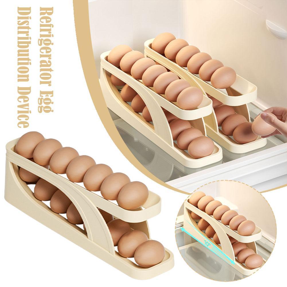 Rolling Egg Dispenser Refrigerator Organizers Containers Storage Box