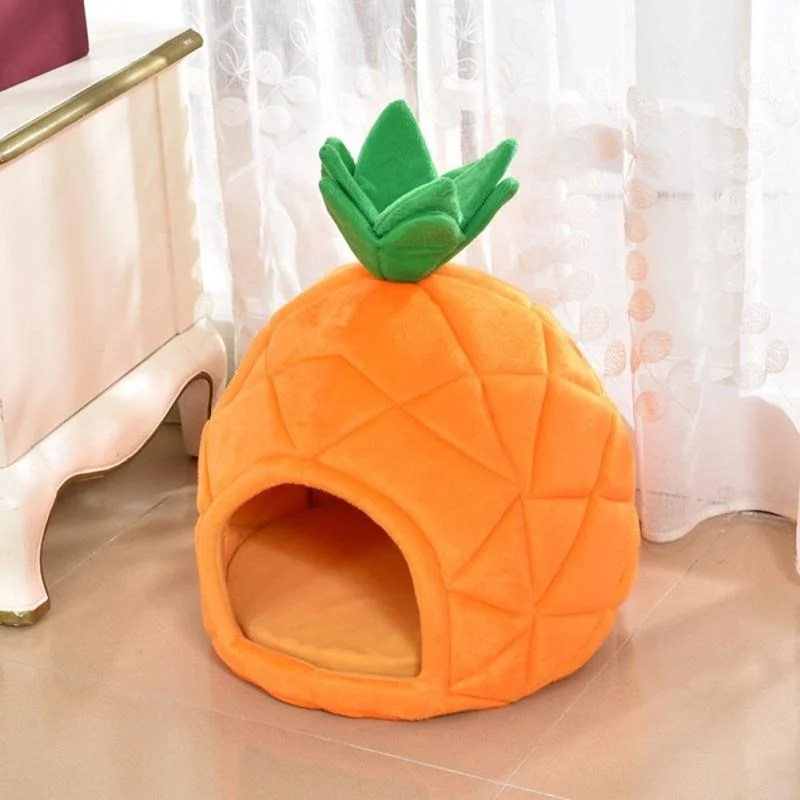 Pineapple Cat Bed Warm Nest Foldable Pet House Gifts For Cats