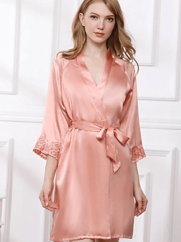 22 MOMME Robe de chambre avec nuisette en soie élégante