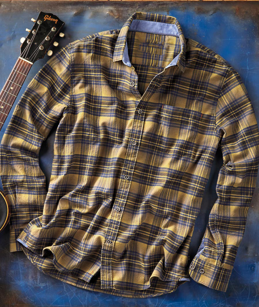 Men's casual plaid shirt