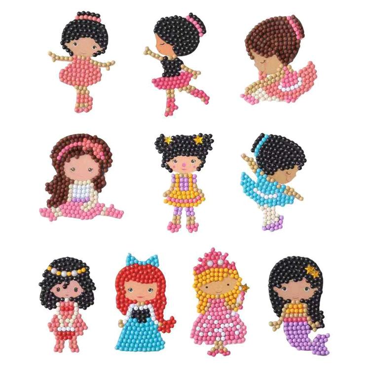 DIY Full Drill Round Cartoon Girls Diamond Painting Puzzle Children Sticker