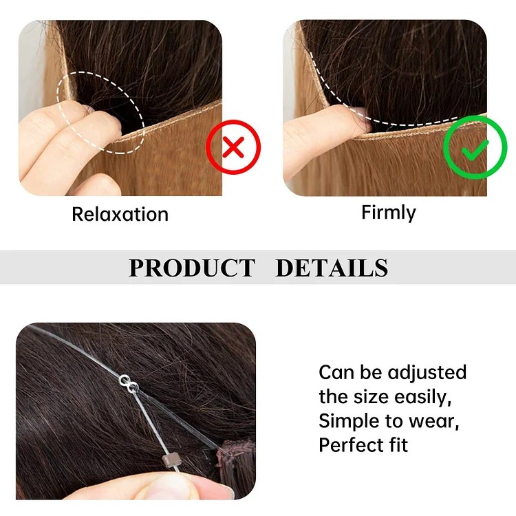 Classic Brown One Piece False FishHair Line Fake Hairpiece