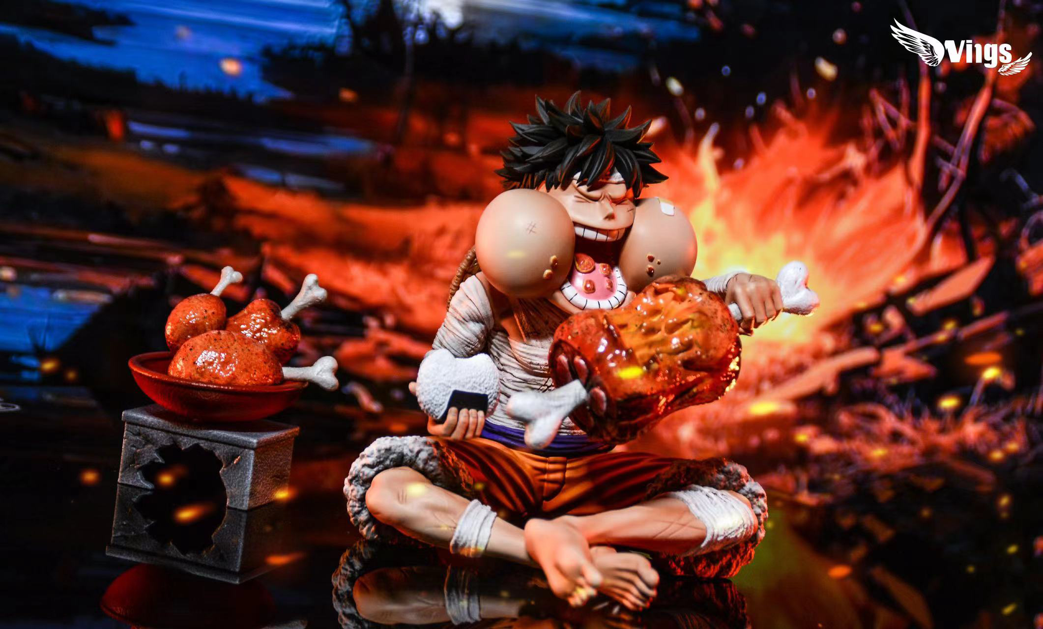 Eating Meat Monkey D. Luffy ONE PIECE Statue Wings Studio
