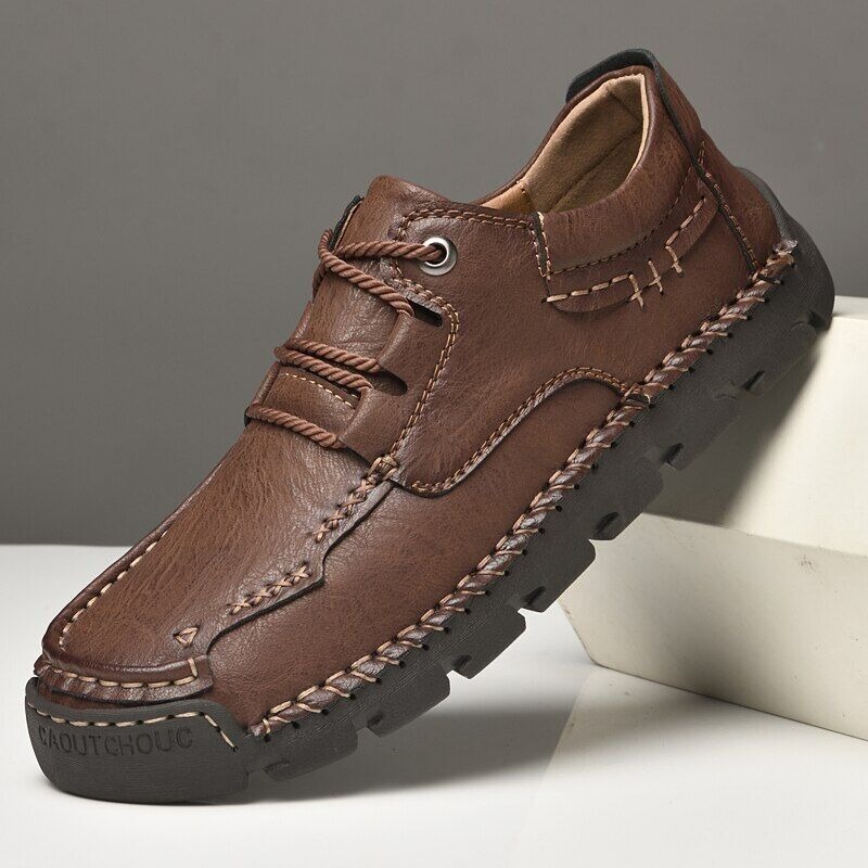 ARKGET Men's Leather Casual Handmade LaceUp Driving Shoes