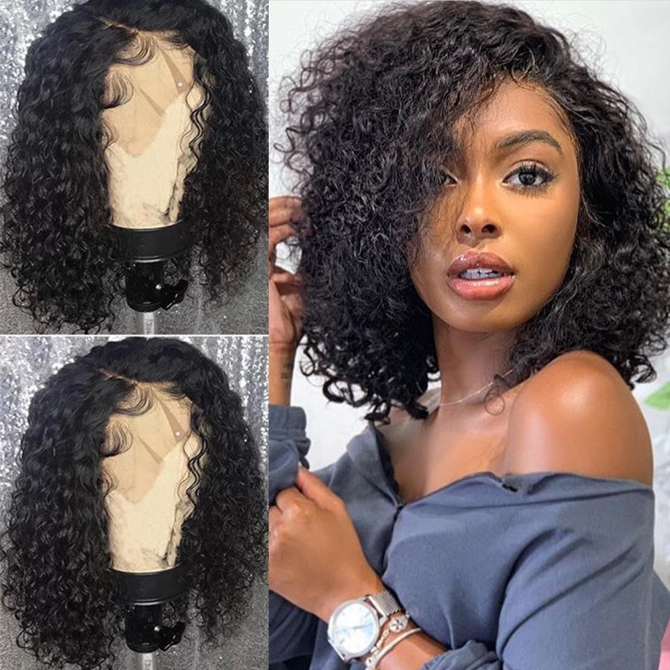 EDITHHAIR® Brazilian Deep Curly Short Bob Wigs Lace Front Human Hair
