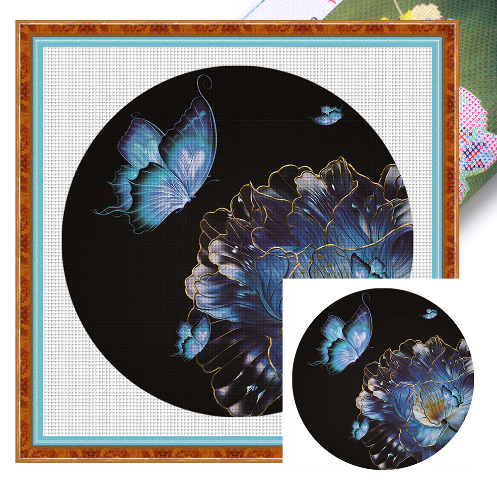 Blue Love 11CT Stamped Cross Stitch Silk Thread 50*50cm/19.69*19.69in