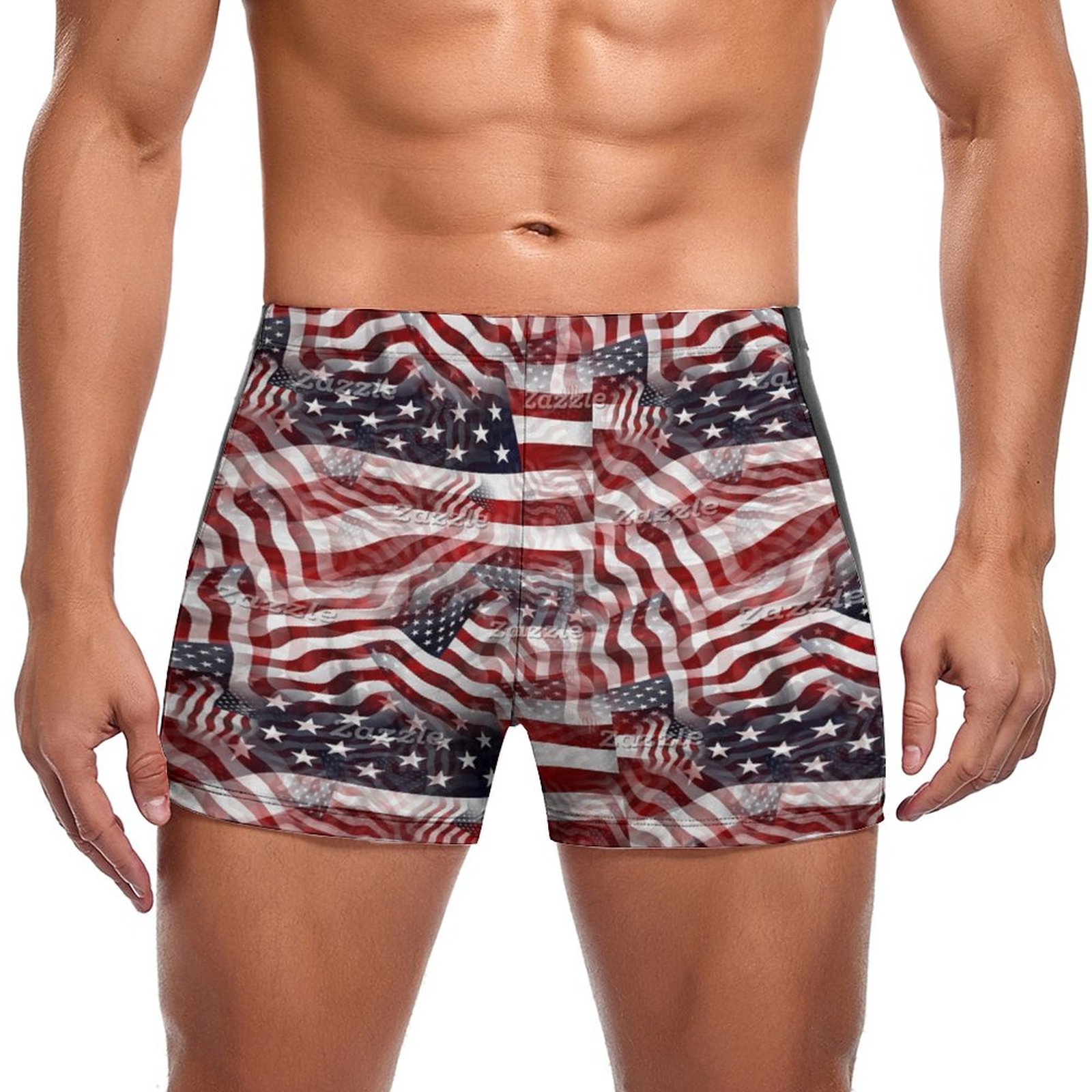 SFNEEWHO American Flag Red White Blue Stripes Stars Swim Brief Square