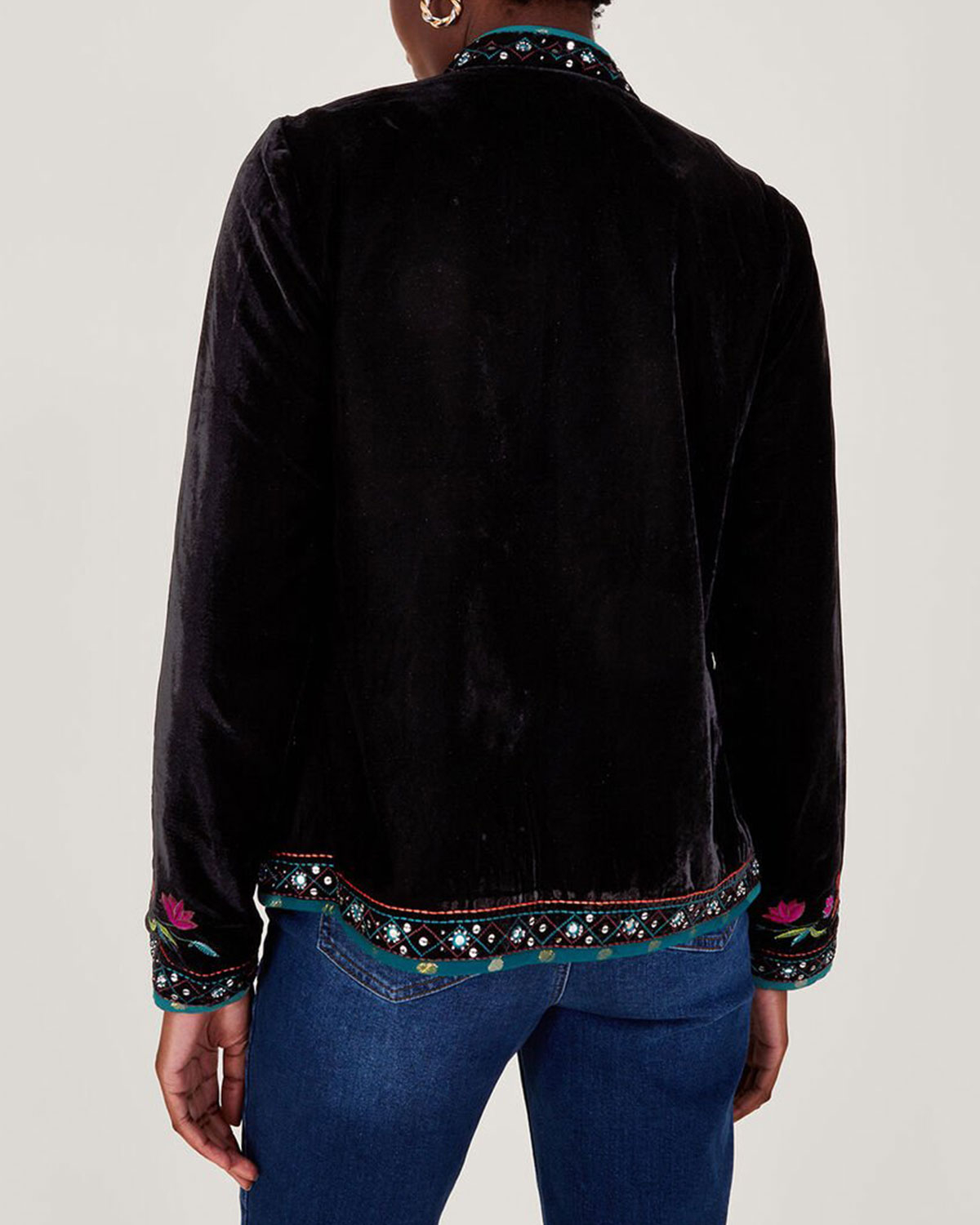 Vintage Velvet Embroidered Jacket Black
